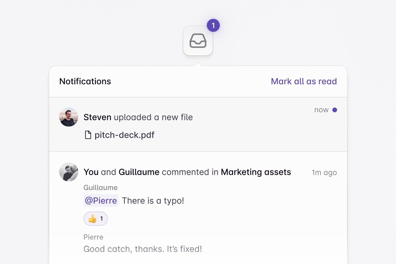 Custom notification inside in-app notification inbox