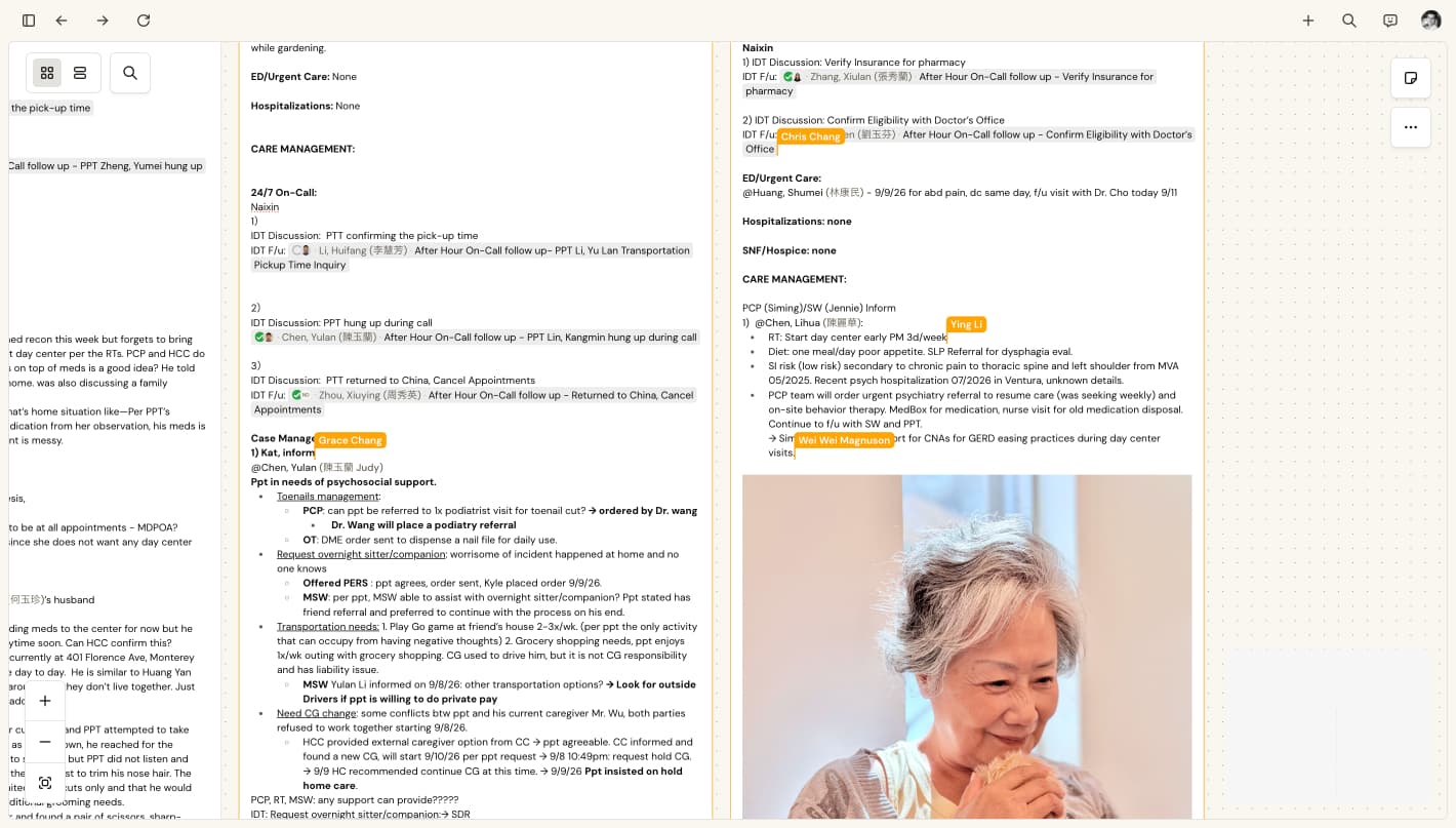 Collaborative huddle notes with live cursors and presence