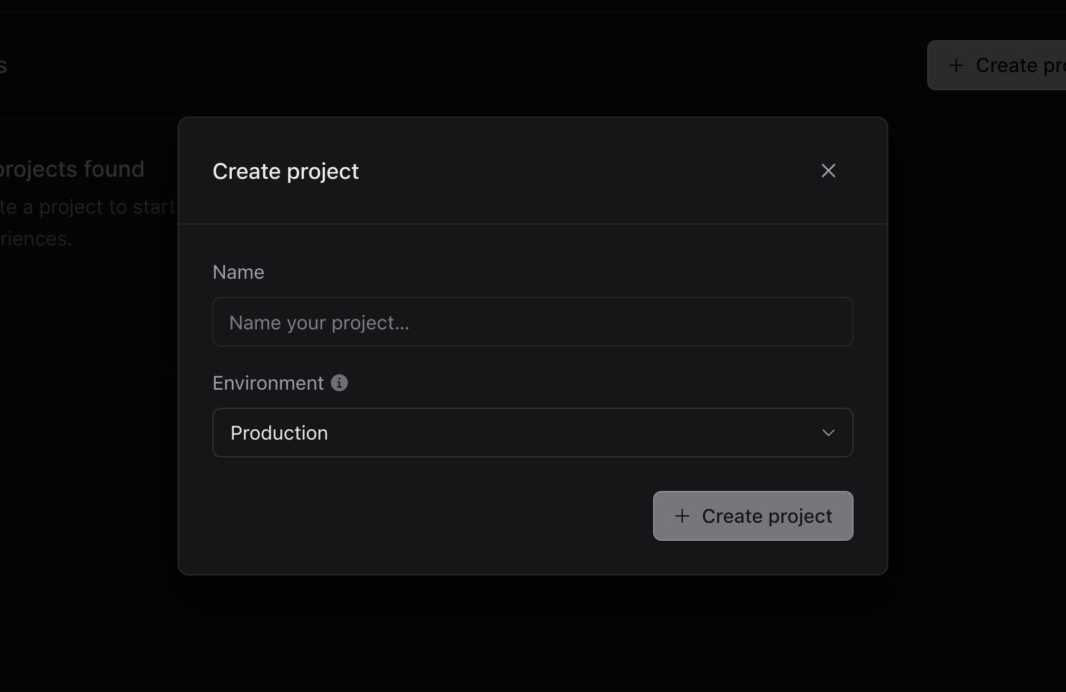 Creating a project from the Liveblocks dashboard