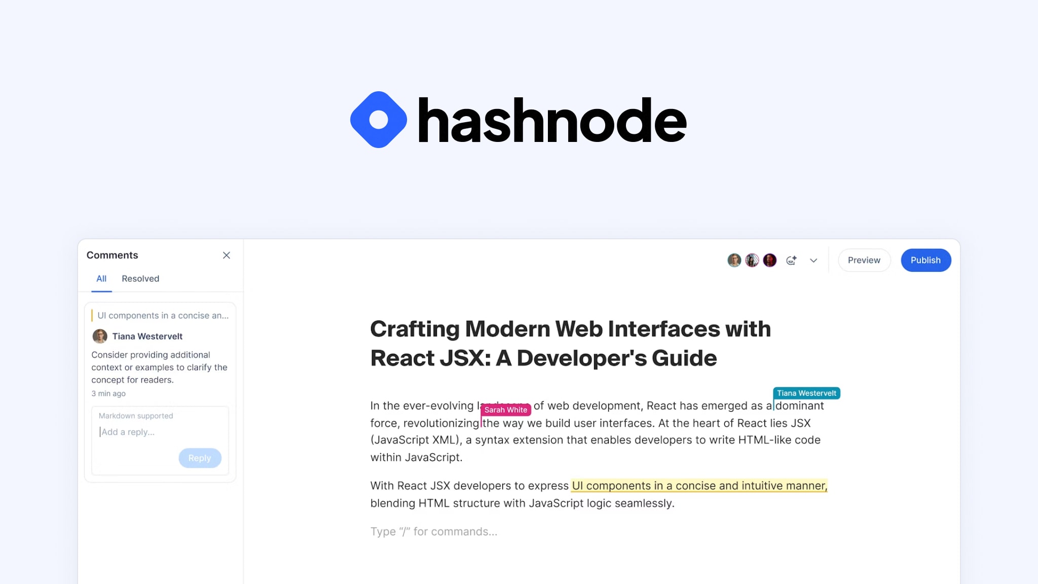 How Hashnode added collaboration to their text editor to sell to larger organizations