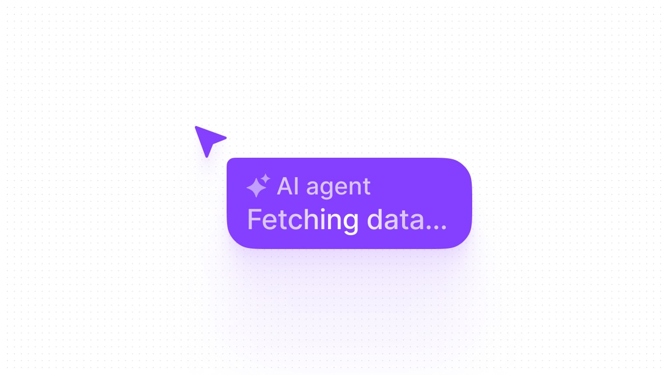 An AI agent cursor showing its status in realtime