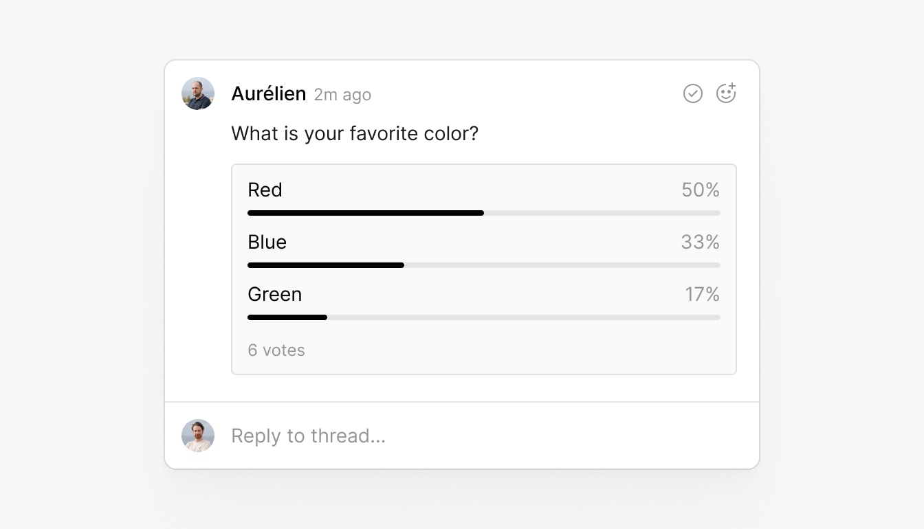 A custom poll comment inside a thread