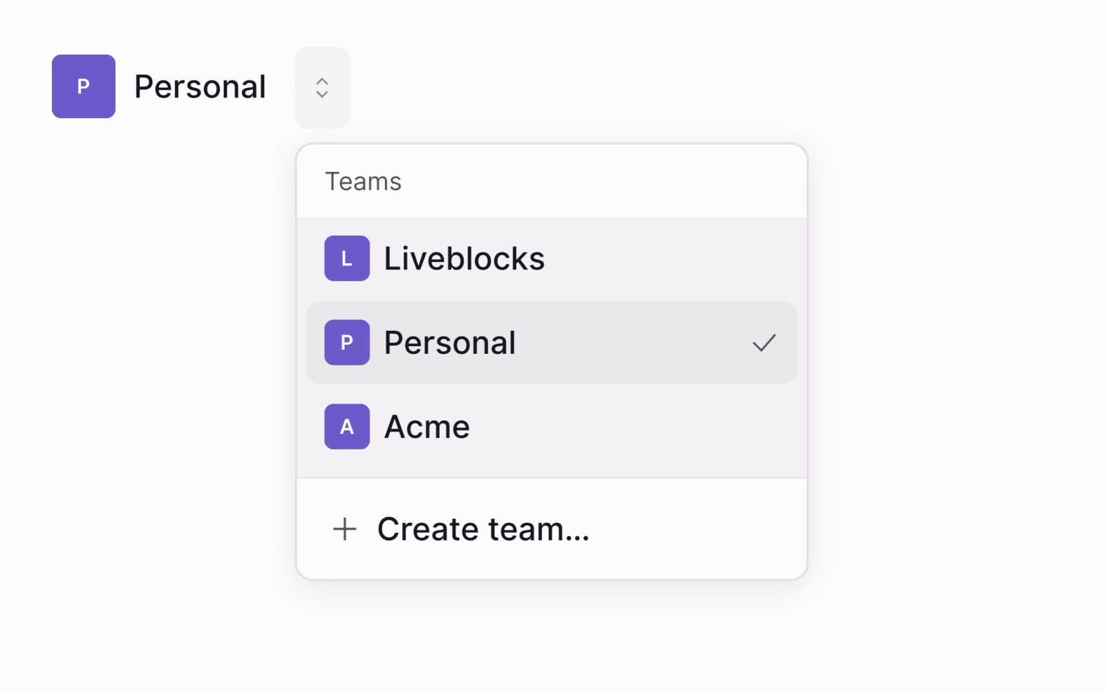 Organization switcher