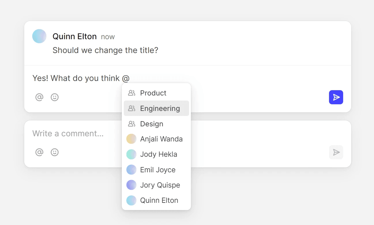 Working Comments group mentions