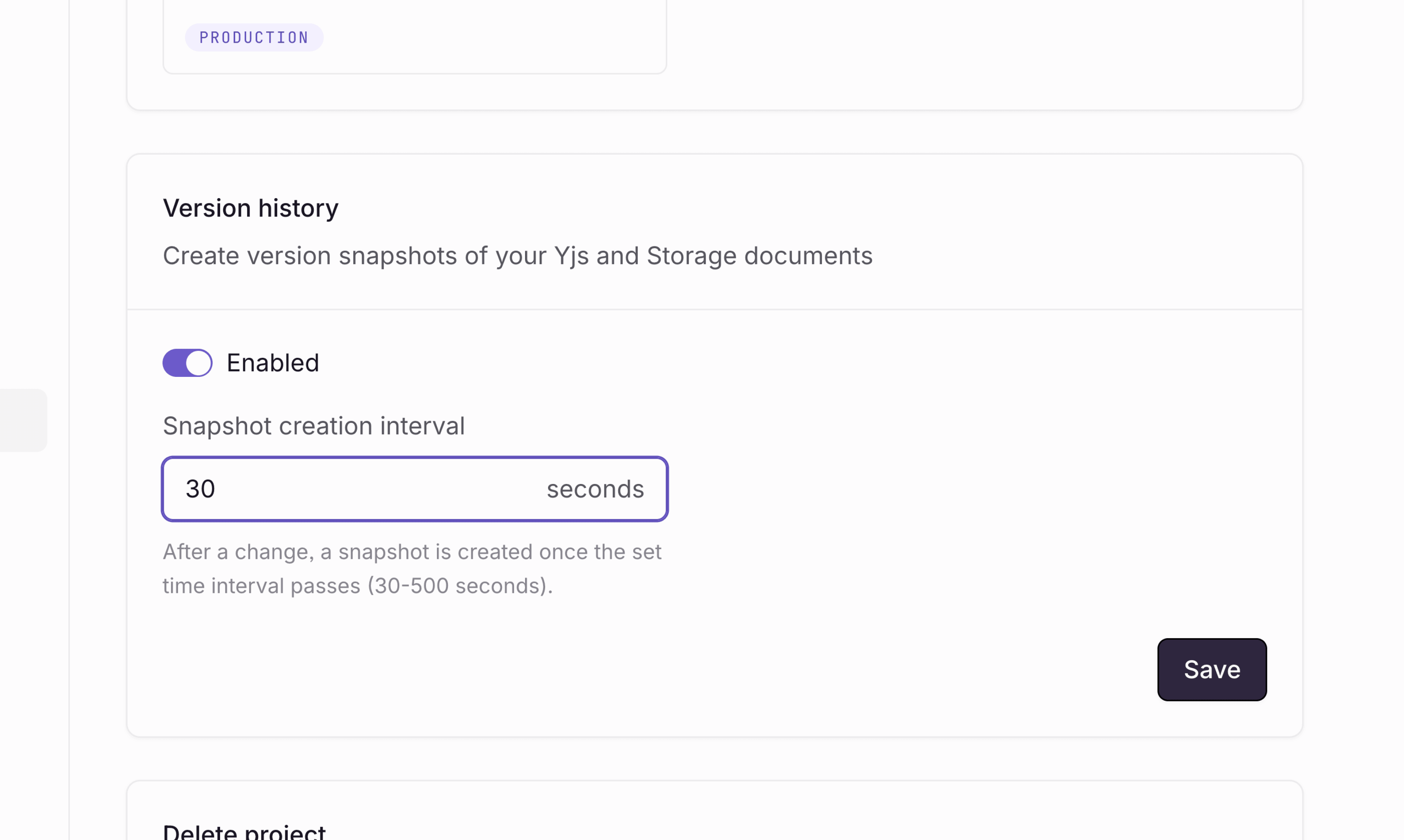 Enable version history