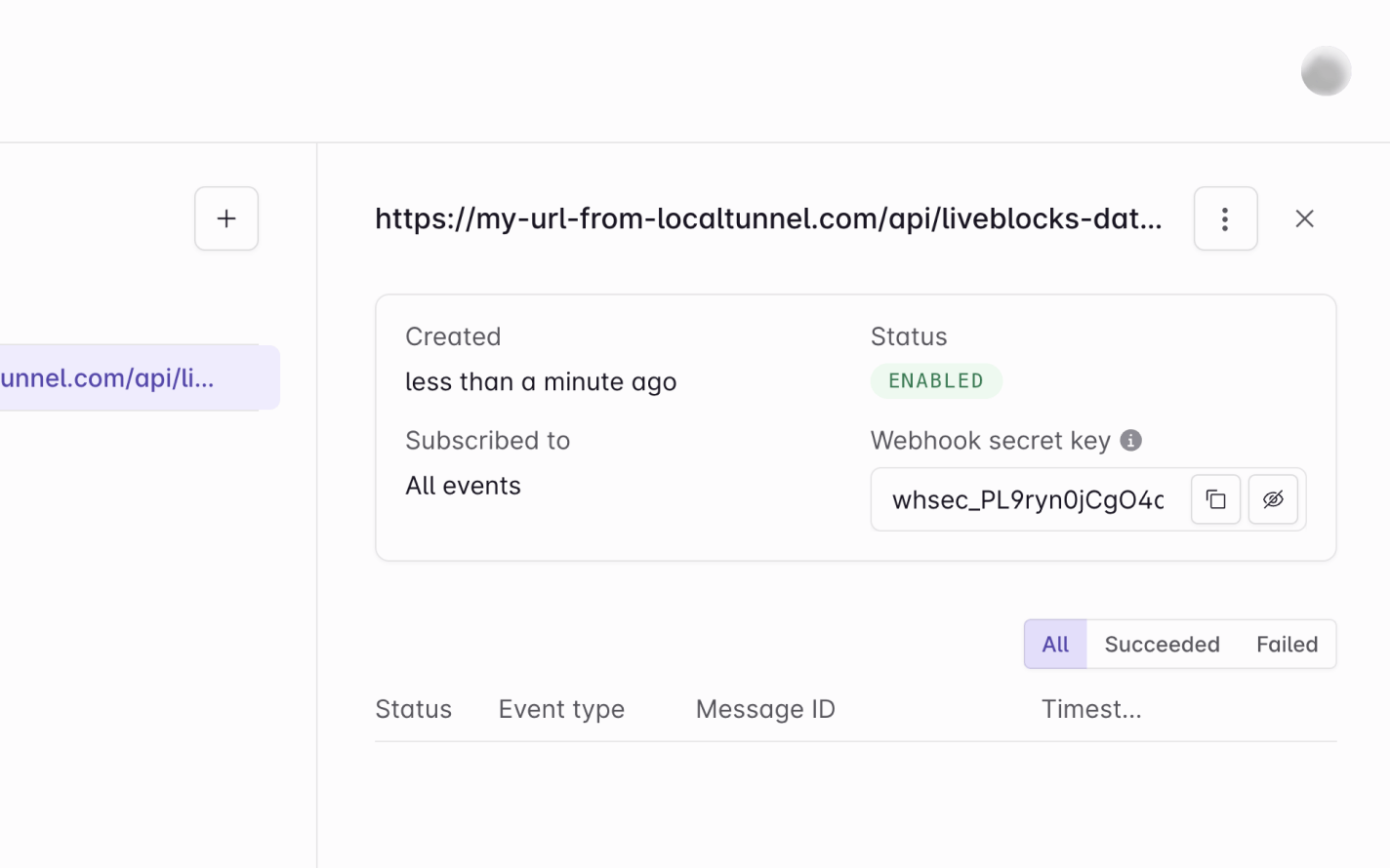 Copy your webhook secret key