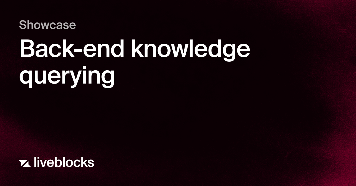 Back-end knowledge querying | Showcase